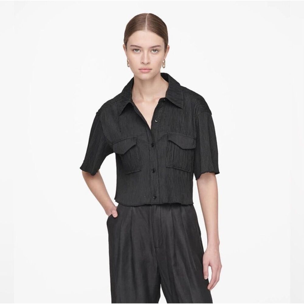 Anine Bing Black Scout Crop Buttondown L